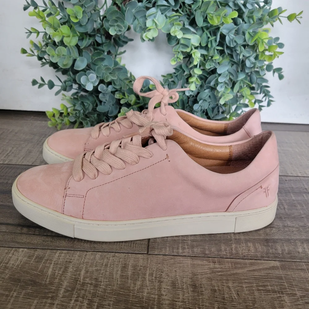 Frye Ivy Low Lace Blush Leather Sneakers Womens Size 9.5 - Picture 2 of 9